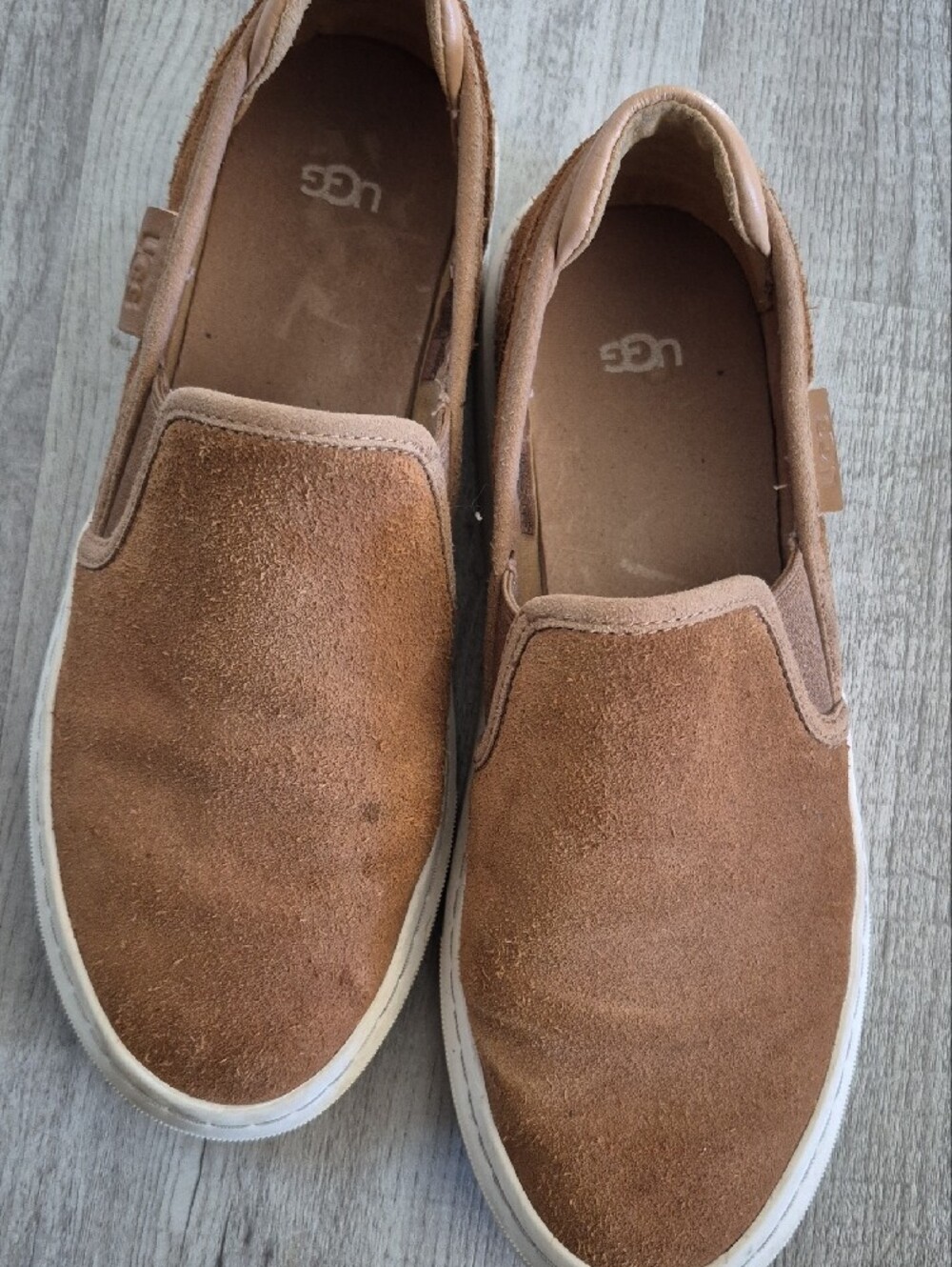 UGG Men's Tan Suede Slip-On Loafers - Picture 6 of 9